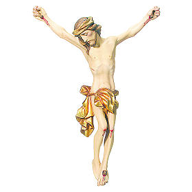 Body of Christ painted wood, gold foil drape