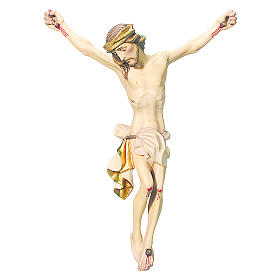 Crucifix in painted wood with white drape