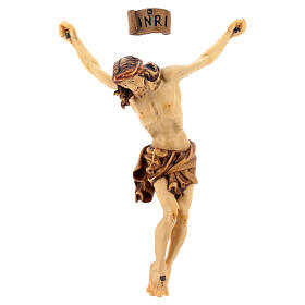 Body of Christ painted wood, brown shades drape