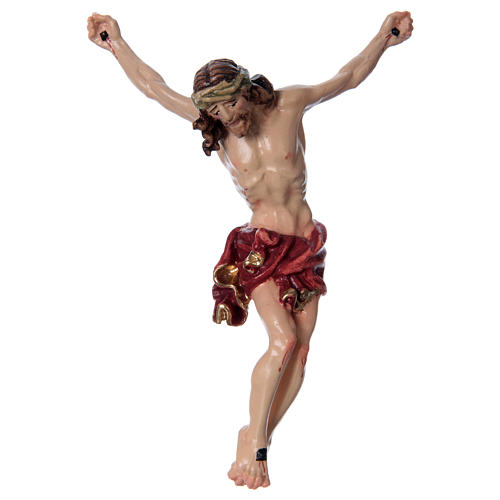 Body of Christ painted wood, red drape 1