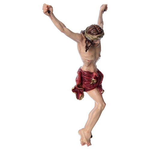 Body of Christ painted wood, red drape 3
