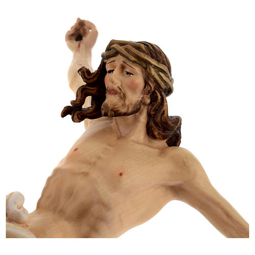Body of Christ painted wood, white and gold drape 2