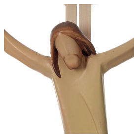 Kruzifix Eschenholz mit Christus Ahronholz blauen Tuch