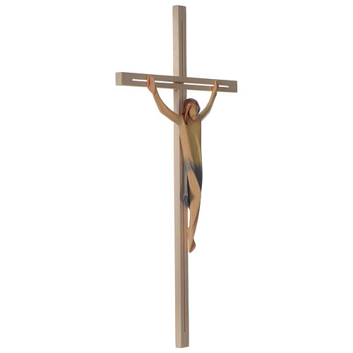 Kruzifix Eschenholz mit Christus Ahronholz blauen Tuch 4