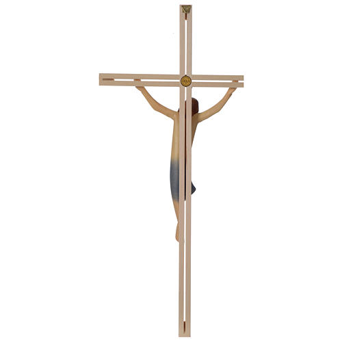 Kruzifix Eschenholz mit Christus Ahronholz blauen Tuch 5
