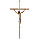 Kruzifix Eschenholz mit Christus Ahronholz blauen Tuch s1