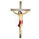 Kruzifix Eschenholz mit Christus Ahronholz roten Tuch s1