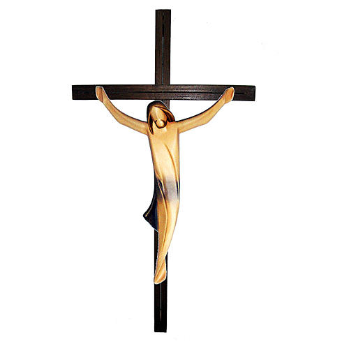 Corpo di Cristo con drappo blu su croce in legno frassino 1