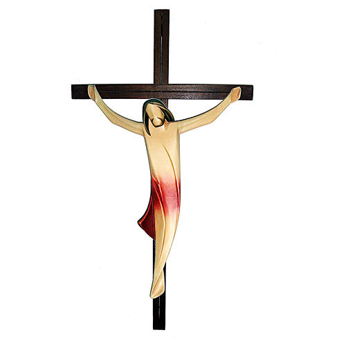 Body of Christ with cross in ash wood with red drape 1