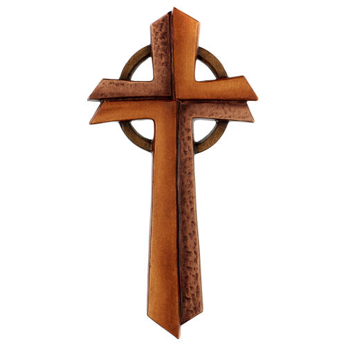 Bethléem cross in shades of brown patinated maple wood 1