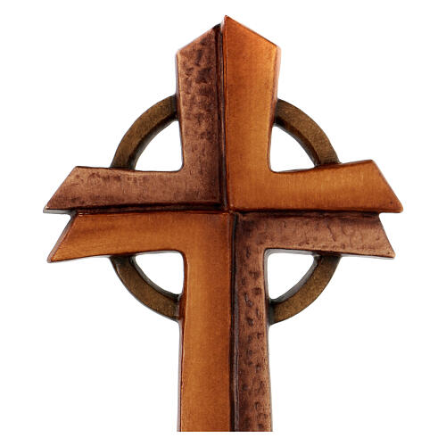 Bethléem cross in shades of brown patinated maple wood 2