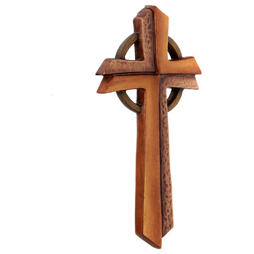 Bethléem cross in shades of brown patinated maple wood 3