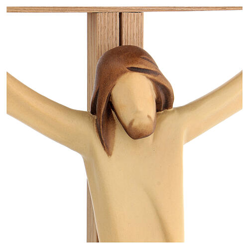 Stilisiertes Kruzifix Eschenholz Leib Christi braunen Tuch 2