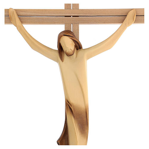Stilisiertes Kruzifix Eschenholz Leib Christi braunen Tuch 3