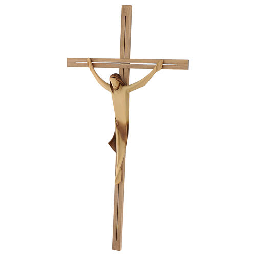 Stilisiertes Kruzifix Eschenholz Leib Christi braunen Tuch 4