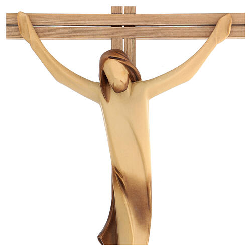 Stilisiertes Kruzifix Eschenholz Leib Christi braunen Tuch 5