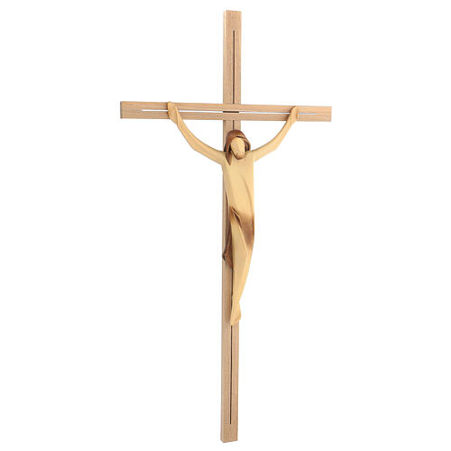 Stilisiertes Kruzifix Eschenholz Leib Christi braunen Tuch 6