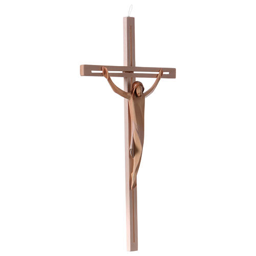 Stilisiertes Kruzifix Eschenholz Leib Christi weissen Tuch 4
