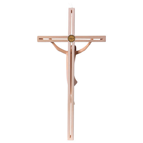 Stilisiertes Kruzifix Eschenholz Leib Christi weissen Tuch 5