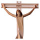 Stilisiertes Kruzifix Eschenholz Leib Christi weissen Tuch s2