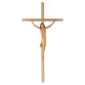 Stilisiertes Kruzifix Eschenholz Leib Christi goldenen Tuch