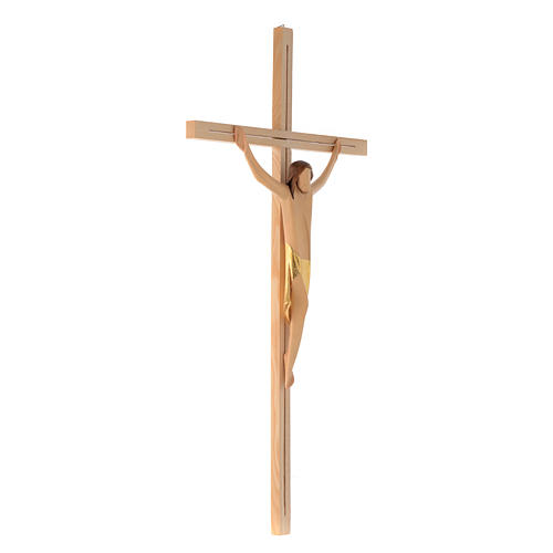 Stilisiertes Kruzifix Eschenholz Leib Christi goldenen Tuch 3