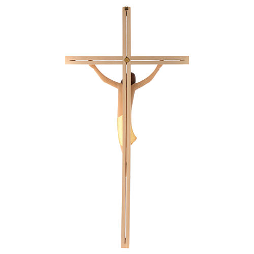 Stilisiertes Kruzifix Eschenholz Leib Christi goldenen Tuch 4