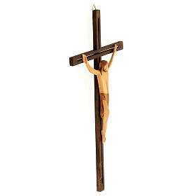 Kruzifix Eschenholz stilisierter Leib Christi braunen Tuch