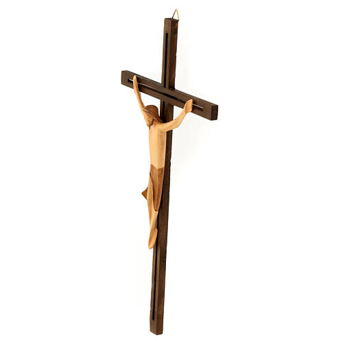 Kruzifix Eschenholz stilisierter Leib Christi braunen Tuch 3