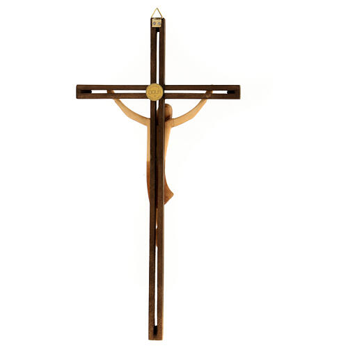 Kruzifix Eschenholz stilisierter Leib Christi braunen Tuch 4