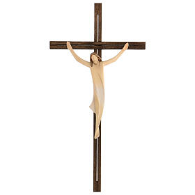 Kruzifix Eschenholz stilisierter Leib Christi weissen Tuch