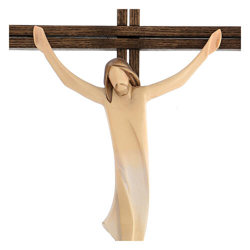 Kruzifix Eschenholz stilisierter Leib Christi weissen Tuch 2
