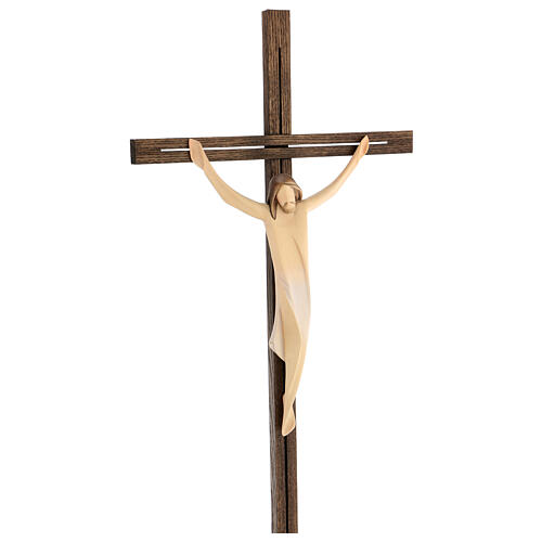 Kruzifix Eschenholz stilisierter Leib Christi weissen Tuch 4