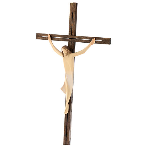 Kruzifix Eschenholz stilisierter Leib Christi weissen Tuch 5