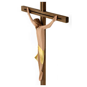 Kruzifix Eschenholz stilisierter Leib Christi vergoldeten Tuch