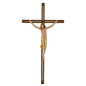 Corps du Christ avec tissu or sur croix en bois frêne