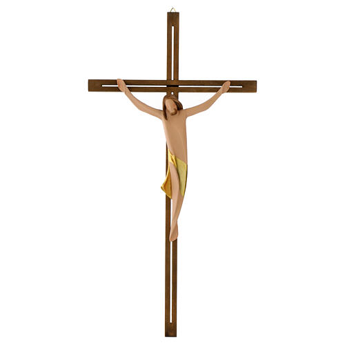 Corps du Christ avec tissu or sur croix en bois frêne 1