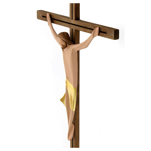 Corps du Christ avec tissu or sur croix en bois frêne 2