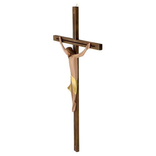 Corps du Christ avec tissu or sur croix en bois frêne 3