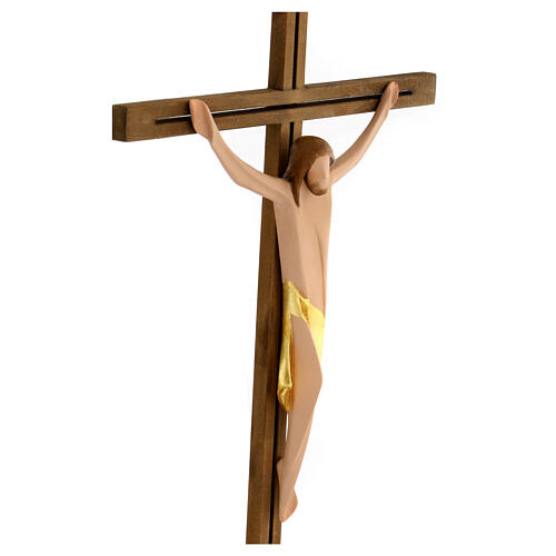 Corps du Christ avec tissu or sur croix en bois frêne 4