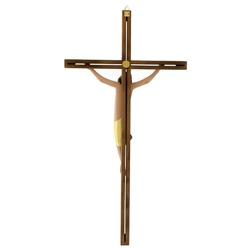 Corps du Christ avec tissu or sur croix en bois frêne 5