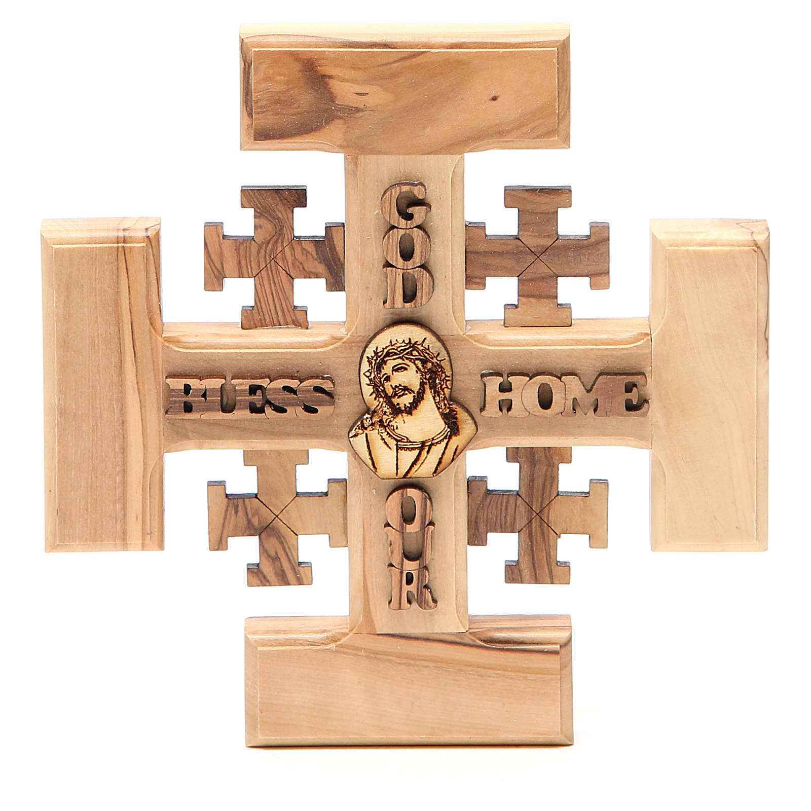 Cross Jerusalem olive wood from Palestine G.B.O.H. 15cm online sales