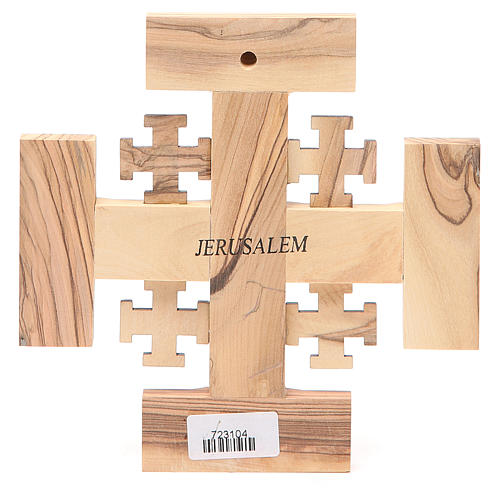 Croce Gerusalemme legno di olivo e terra Palestina 15 cm 2