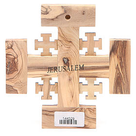 Cruz de Jerusalén madera de olivo y tierra de la Tierrasanta 12,5 cm