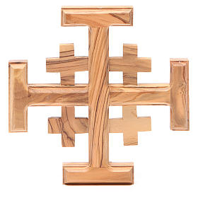 Croix Jérusalem bois olivier Terre Sainte 15 cm