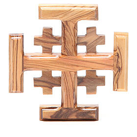 Cruz de Jerusalém madeira de oliveira da Terra Santa 8 cm