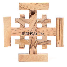 Cruz de Jerusalém madeira de oliveira da Terra Santa 8 cm