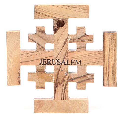 Cruz de Jerusalém madeira de oliveira da Terra Santa 8 cm 2