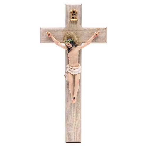Crucifix 30 cm résine et croix bois 1