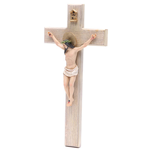 Crucifix 30 cm résine et croix bois 2